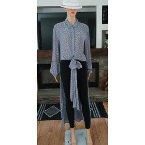 Venus Womens Sz 12 Long Flowing Crop Top Sheer Peasant Beachy Boho Asian Indian